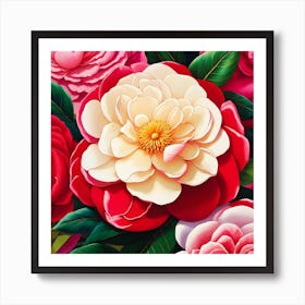Camellia Serenade: Petals in Harmony Art Print