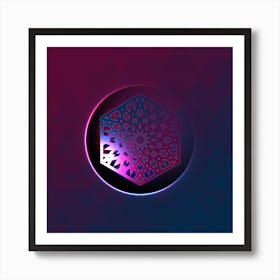 Geometric Neon Glyph on Jewel Tone Triangle Pattern 423 Art Print