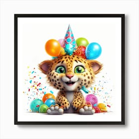 Birthday Cheetah 6 Art Print