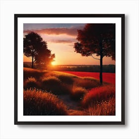 Sunset In A Field 4 Art Print