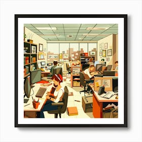 Illustration Of An Office Art Print