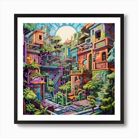 Psychedelic City 1 Art Print