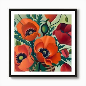 Poppies In A Vase 2 Art Print