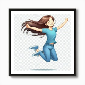 Happy Girl Jumping Png Art Print
