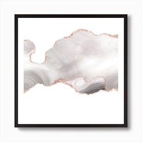 White & Rose Gold Glitter Agate Texture 06 Art Print