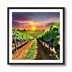 Sunset In The Vineyard 5 Art Print