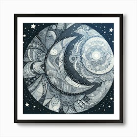 Celestial zentangle Art Print