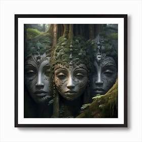 Three Faces In The Forest Art Print