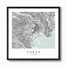 Tokyo Japan Street Map Minimal Color Square Art Print