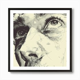 Portrait Of A Man Hand Drawn Sketch Art Print