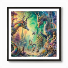 Dragons In The Forest 1 Art Print