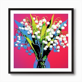 Andy Warhol Style Pop Art Flowers Lily Of The Valley 2 Square Art Print