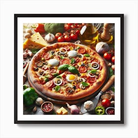 Pizza With Vegetables 1 Art Print