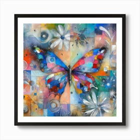 Colourful Surreal Butterfly v1 Art Print