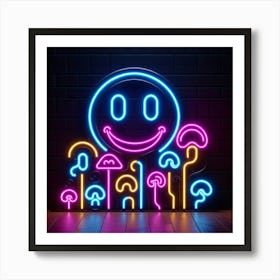 Smiley Face Neon Sign Art Print