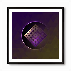 Geometric Neon Glyph on Jewel Tone Triangle Pattern 138 Art Print