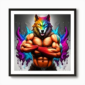 Rainbow Wolf 7 Art Print