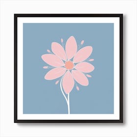 A White And Pink Flower In Minimalist Style Square Composition 500 Art Print