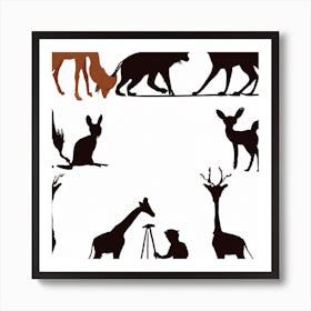 Animal Silhouette Kingdom Art Print
