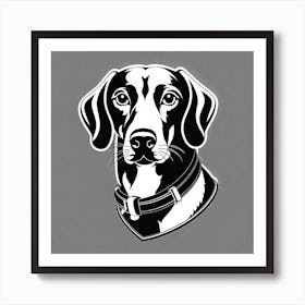 Dachshund, Black and white illustration, Dog drawing, Dog art, Animal illustration, Pet portrait, Realistic dog art, dog with collar Art Print