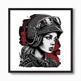 Rockabilly Military Pin Up Girl Art Print