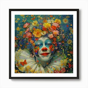 Clown With Flowers 1 Art Print