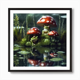 Frog Pond Frogs  Art Print