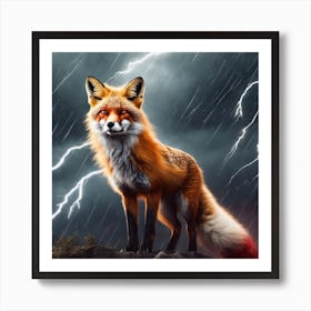 Fox In The Storm Art Print