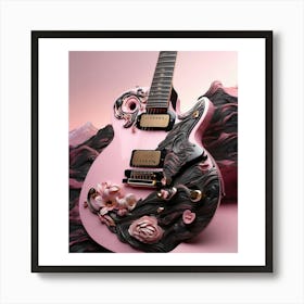 Rhapsody in Pink and Black Guitar Wall Art Collection 14 Art Print