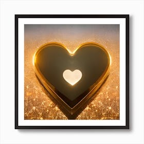 Gold Heart On A Gold Background Art Print