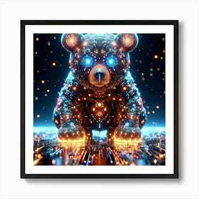 Digital Teddy Bear Art Print