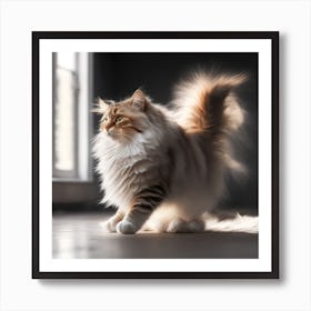 Cat Walking In Front Of A Window Art Print