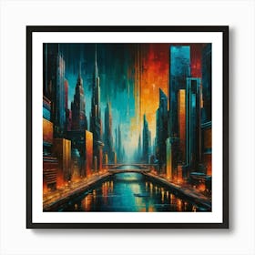 Cityscape At Night Art Print