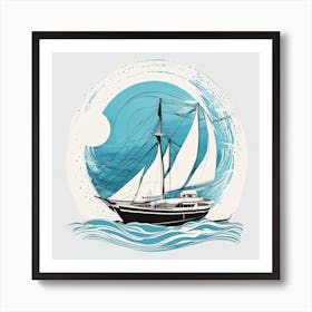 Sailboat In The Sea Art Print