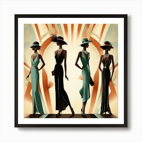 Art Deco Women's Silhouettes Art Print