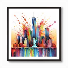 City Colorful Paint Splash Style Art Art Print