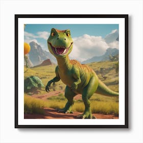 Dinosaur In The Grass Art Print