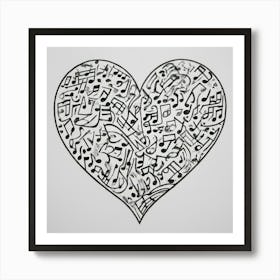 Music Notes Heart Art Print