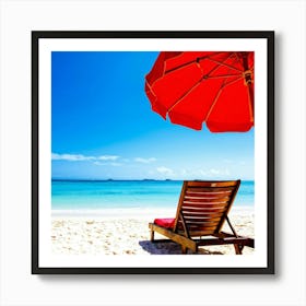 Relax Lounge Dream Ocean Beach Chair Idylli Holiday Rest Swim Shore Paradise Shoreline B (30) Art Print