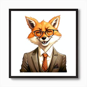 Fox In Business Suit Art Print