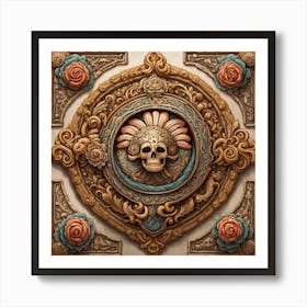 Skull And Roses 1 Art Print