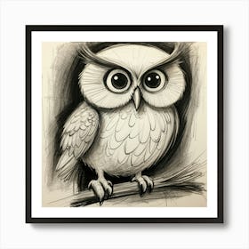 Owl Drawing 3 Art Print