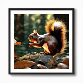 Squirrel In The Forest 27 Art Print