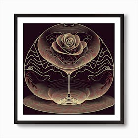 A rose in a glass of water among wavy threads 20 Art Print