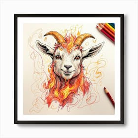 Goat On Fire 66 Art Print