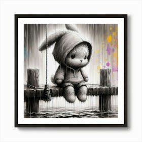 Rainy Day Bunny Art Print