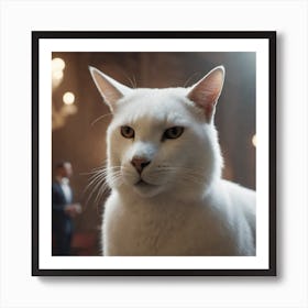 White Cat In A Room Art Print