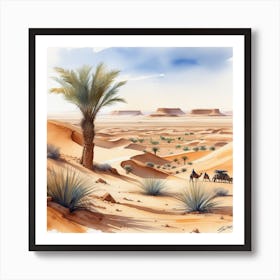 Watercolor Desert Landscape 4 Art Print