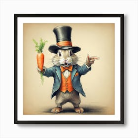 Rabbit In Top Hat 4 Art Print