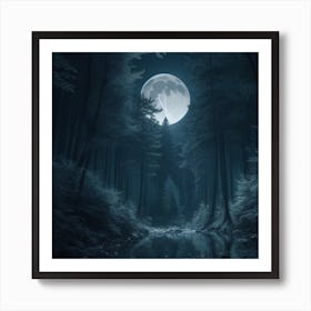 Full Moon In The Forest Art Print